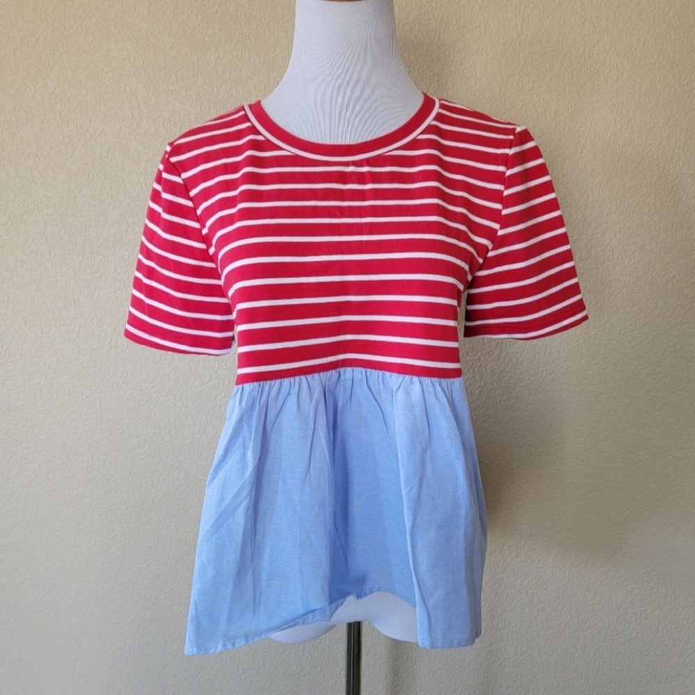 NWT! Anthropologie Alias Stripe Peplum Top